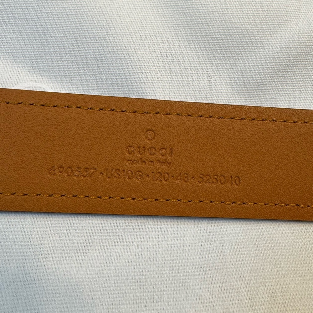 New Gucci GG Logo Buckle Brown Belt Size 48 / 120 cm Fits a Waist 44 - 48 - Picture 12 of 13